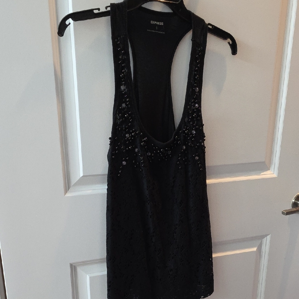 Express Elegant Black Embellished Tank